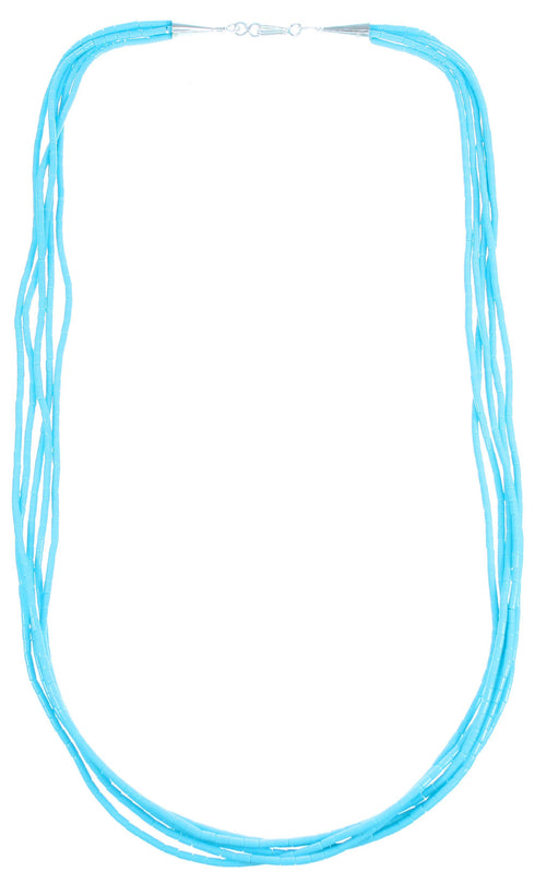Sterling Silver 5-Strand Turquoise Heishi Bead Necklace RX113221